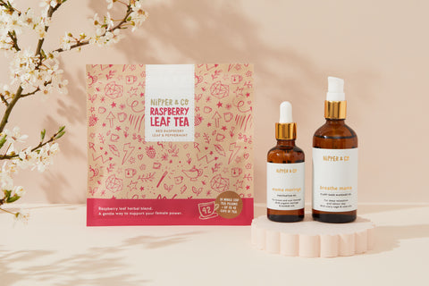 Birth Ready Pregnancy Bundle, Get Ready for Labour with raspberry leaf tea (3 pack), clary sage and mama moringa oils