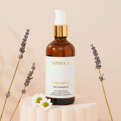 100ml, Baby Tummy & Sleep, Massage Oil for Delicate Babies Tummies to relax, with lavender and chamomile soothing oils, let the trapped wind out and relieve digestion colic
